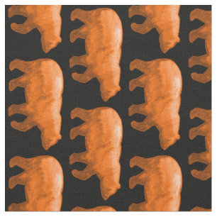 Orange Bears on Black Fabric V