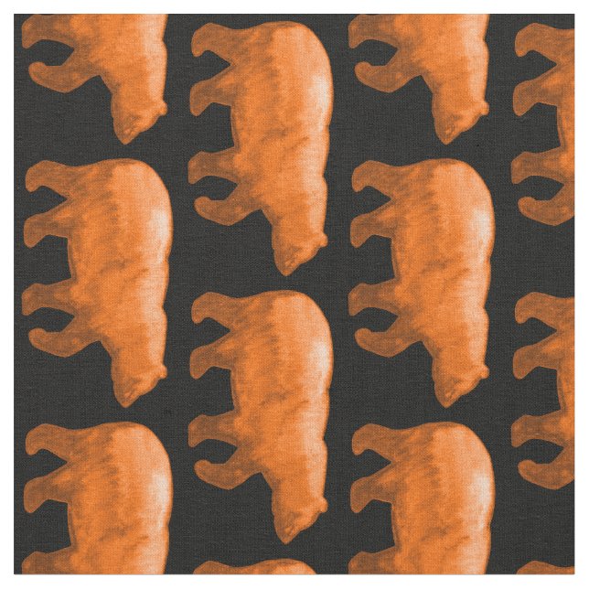Orange Bears on Black Fabric V (Close Up)