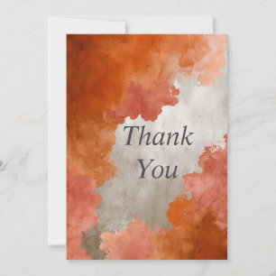 Orange & Beige Abstract Thank You Card