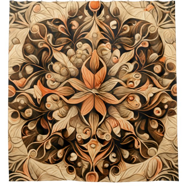 Orange Beige Brown Decoration aesthetic Background Shower Curtain (Front)