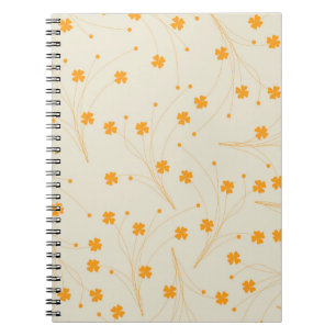 Orange Beige Retro Y2K 70s Flower Pattern Notebook