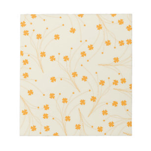 Orange Beige Retro Y2K 70s Flower Pattern Notepad