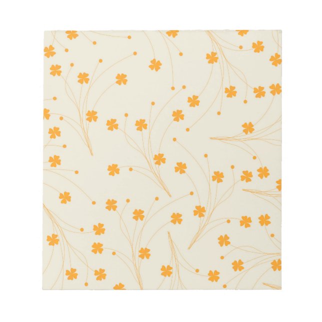 Orange Beige Retro Y2K 70s Flower Pattern Notepad (Front)