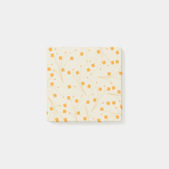 Orange Beige Retro Y2K 70s Flower Pattern Post-it Notes (Front)