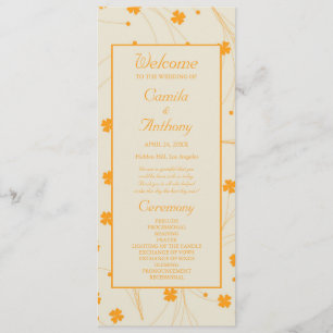 Orange Beige Retro Y2K 70s Flower Pattern Programme