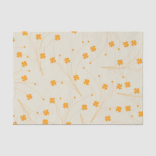 Orange Beige Retro Y2K 70s Flower Pattern Tissue Paper