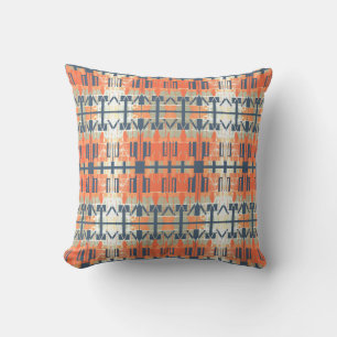 Orange Beige White Slate Mediterranean Large Tiles Cushion