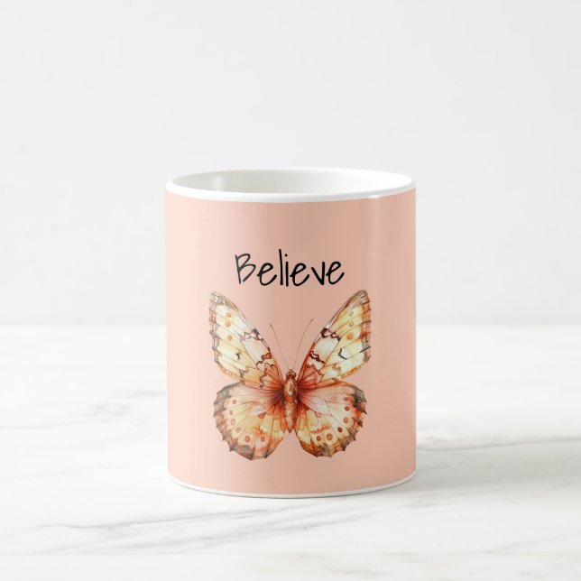 Orange Believe Butterfly Coffee Mug (Center)