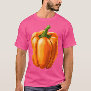 Orange Bell Pepper In A Rustic T-Shirt
