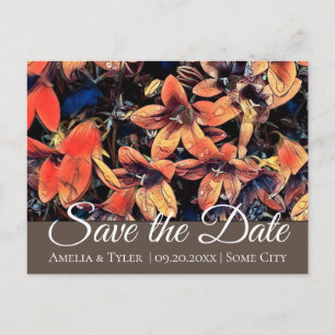 Orange Bellflowers Floral Wedding Save the Date Postcard