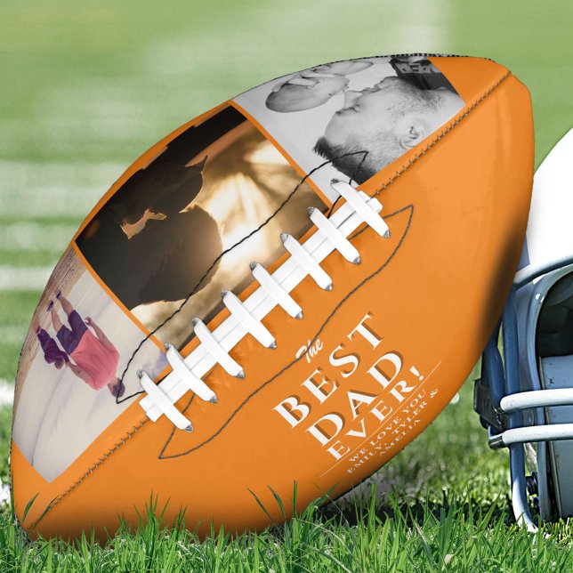 Orange Best Dad Ever Father`s Day 3 Photo Collage Football (Creator Uploaded)