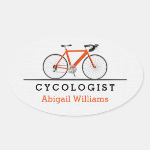 orange bicycle Cycologist Oval Sticker