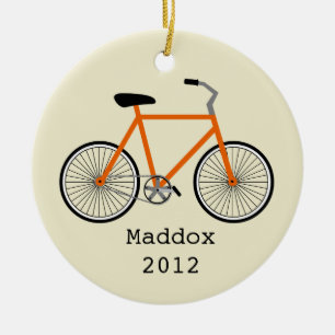 Orange Bicycle Personalised Ornament
