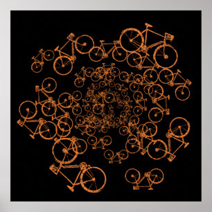orange bikes on black(custom colour) poster