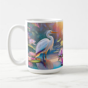 Orange Billed White Heron Fantasy Bird Coffee Mug