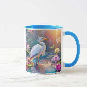 Orange Billed White Heron Fantasy Bird Mug