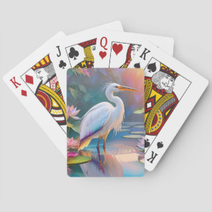 Orange Billed White Heron Fantasy Bird Playing Cards