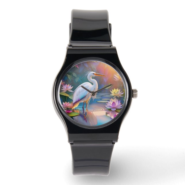 Orange Billed White Heron Fantasy Bird  Watch (Front)