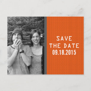 Orange Binary Code Photo Save the Date Postcard