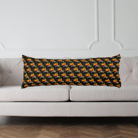 Orange Bird of Paradise Plant Pattern on Black