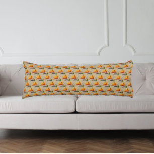 Orange Bird of Paradise Plant Pattern on Khaki Body Cushion