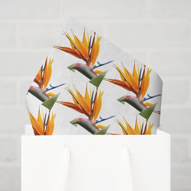 Orange Bird of Paradise Plant Pattern on White Tissue Paper (Gift Bag)