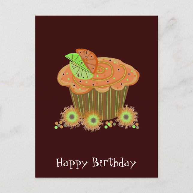 Orange Birthday Cupcake Postcard (Front)