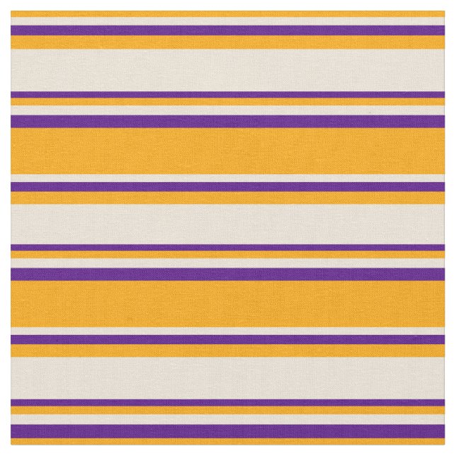Orange, Bisque, and Indigo Coloured Lined Pattern Fabric (Close Up)