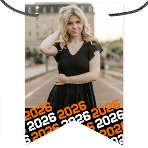 Orange & Black 16 Photo Graduation Hanging Banner