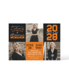 Orange & Black 3 Photo Graduation Invitation