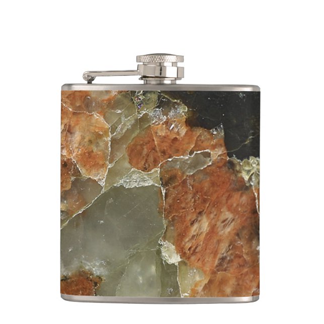 Orange, Black, and Clear Quartz Hip Flask (Front)