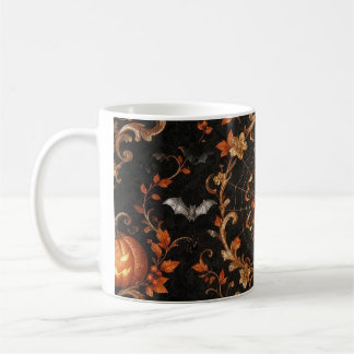 Orange Black And Gold Gothic Halloween Mug With Ro