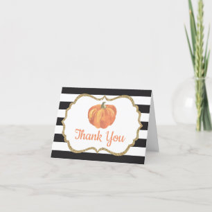 Orange Black and Gold Pumpkin Autumn Fall Thank Yo You Card