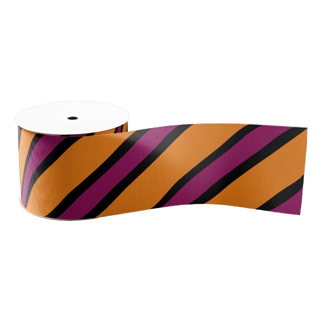 Orange, Black and Purple Striped Grosgrain Ribbon (Spool)