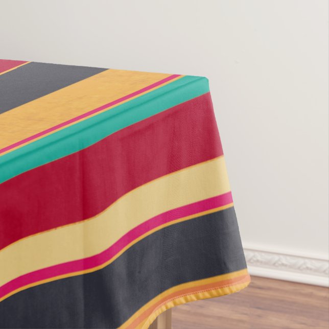 Orange Black And Red Stripes Tablecloth (In Situ)