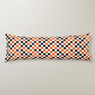 Orange Black and White Chequered Body Cushion