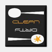 Orange, Black and White, Clean or Dirty Dishwasher