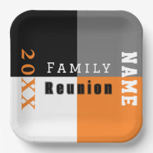 Orange, black and white custom family reunion