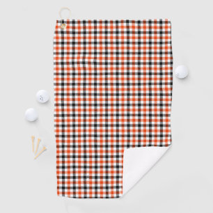 Orange Black and White Gingham Check Golf Towel