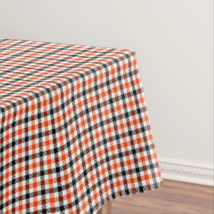 Orange Black and White Gingham Check Tablecloth