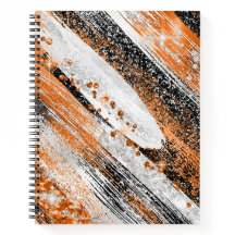 Orange, Black, and White Glitter Brush Strokes