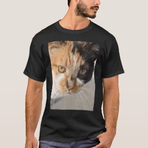 Orange Black And White Tricolor Cat Photo Portrait T-Shirt