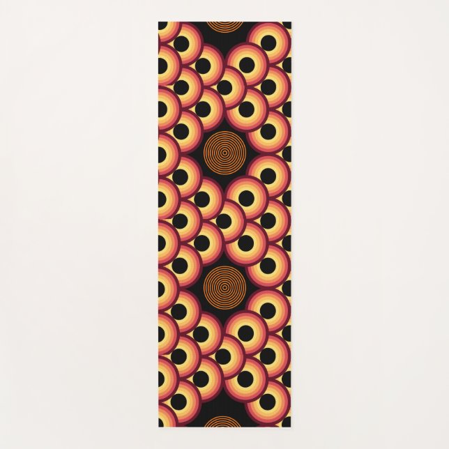 Orange Black and Yellow Abstract Exercise Yoga Mat (Front)