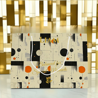 Orange & Black Balanced Geometric Art Gift Bag