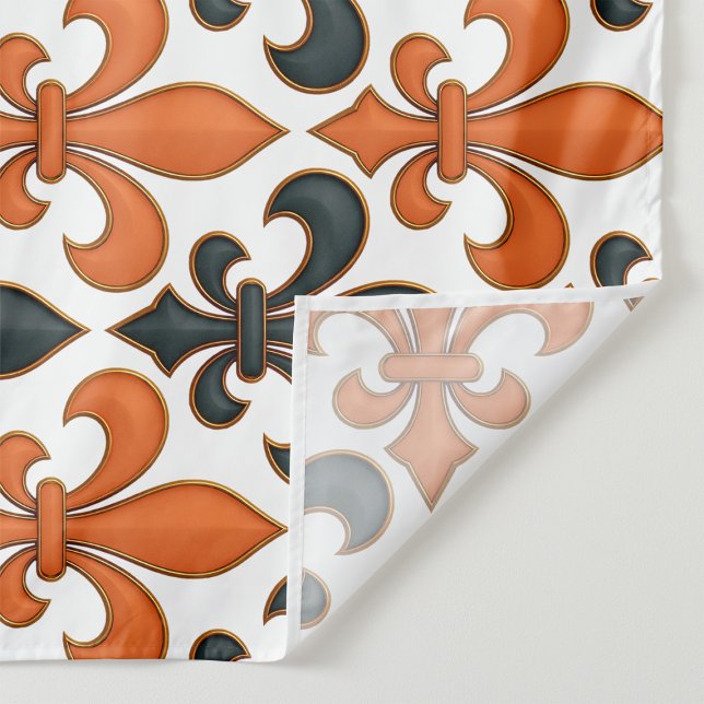 Orange Black Baroque Fleur-de-lis Pattern Design  Tapestry (Creator Uploaded)