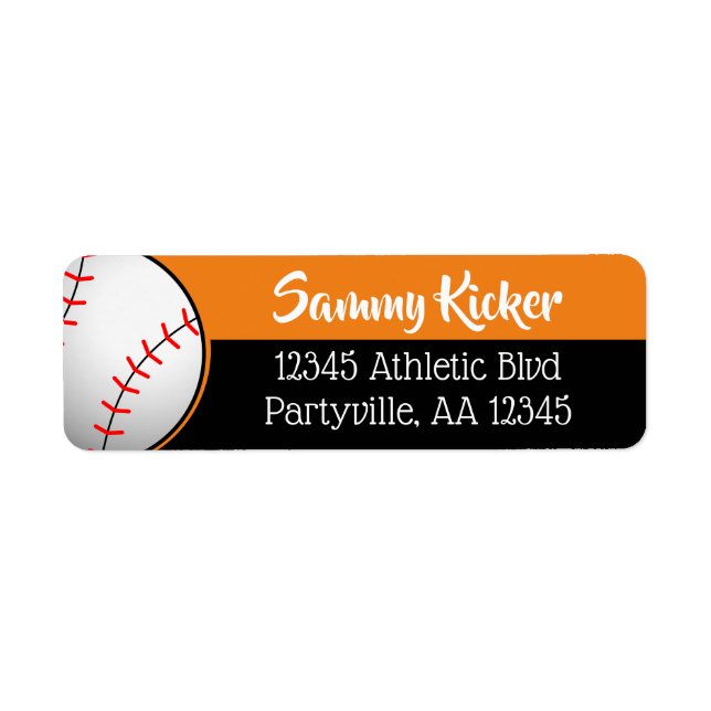 Orange & Black Baseball Address (Front)