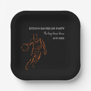 Orange black basketball champion bachelor party pa paper plate