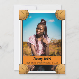 Orange & Black Basketball Graduation Announcement