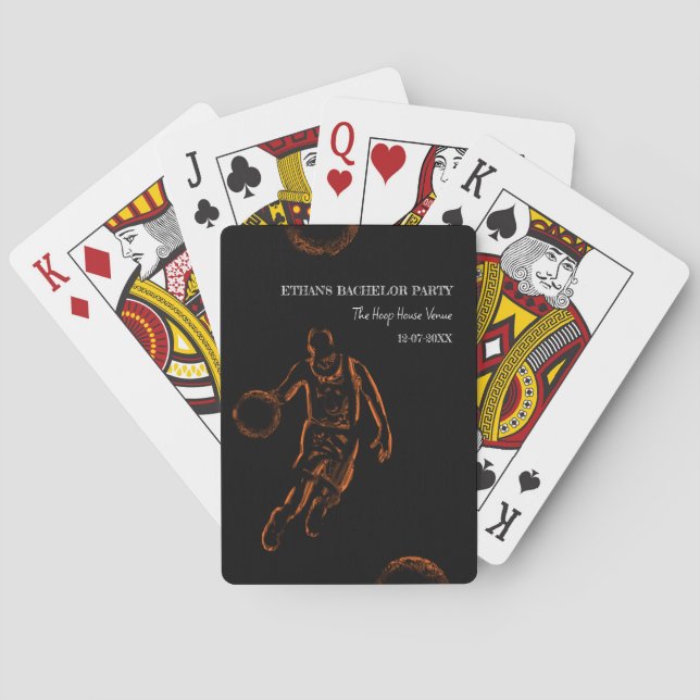 Orange black basketball player bachelor party playing cards (Back)