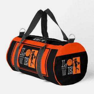 Orange Black Basketball Player Girl Birthday Duffle Bag